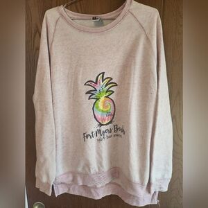 Pink Graphic Sweatshirt with Pineapple Design